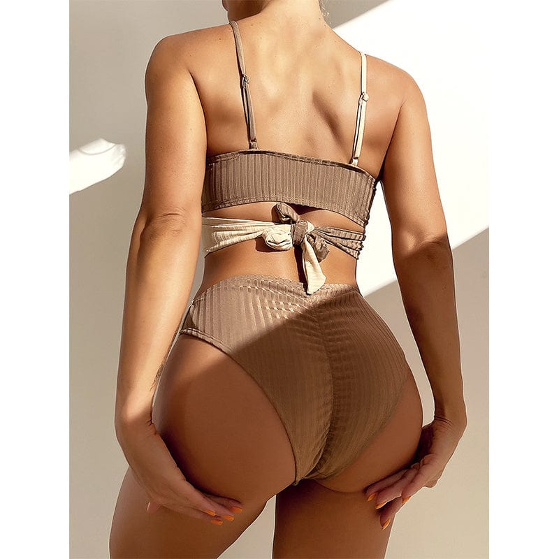 Two-piece bikini with adjustable straps