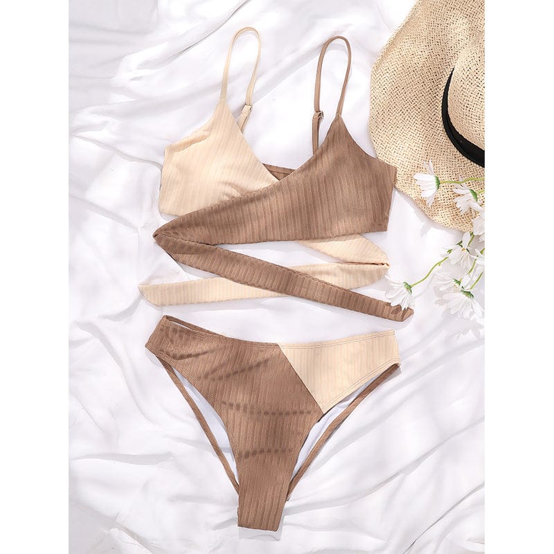 Two-piece bikini with adjustable straps