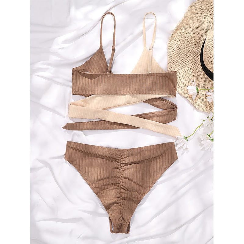 Two-piece bikini with adjustable straps