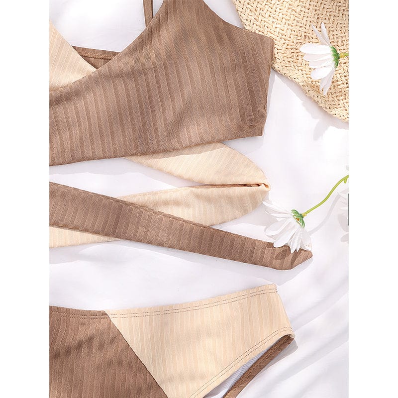 Two-piece bikini with adjustable straps
