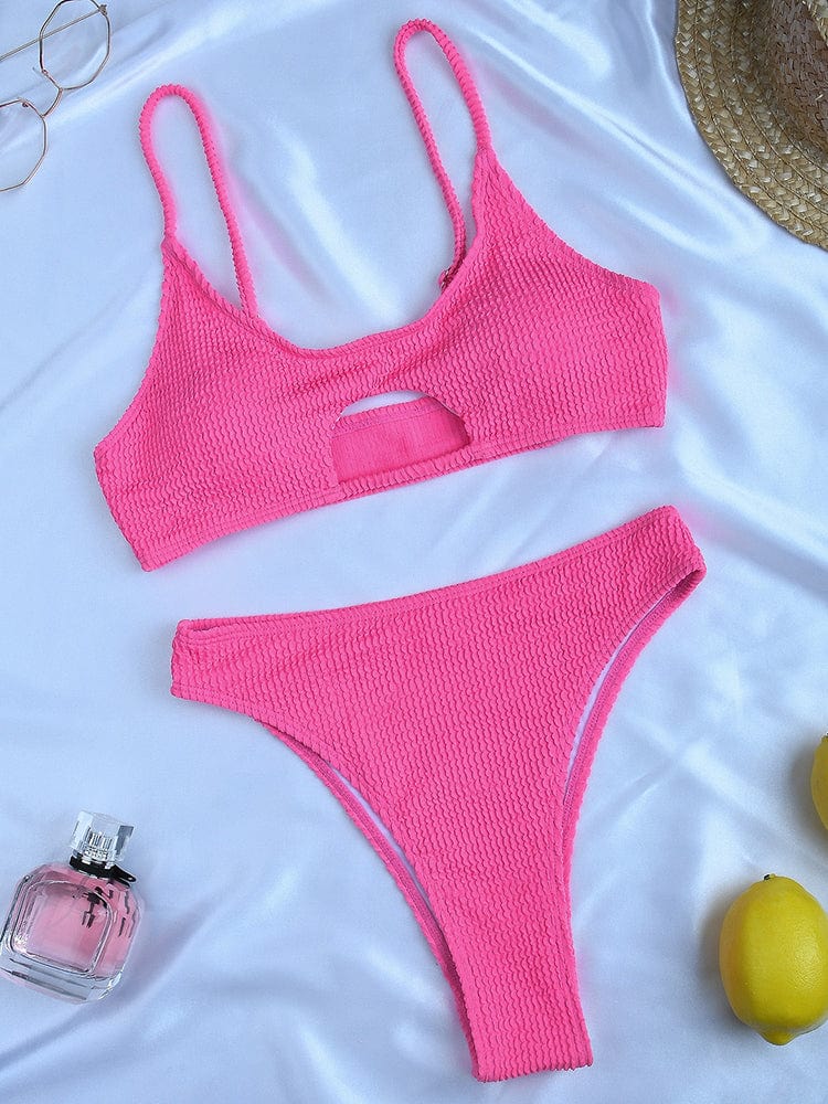 Striped swimsuit with adjustable straps