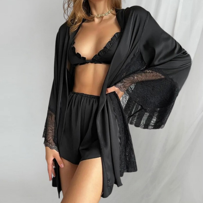 Pyjama set with a bra on thin straps.