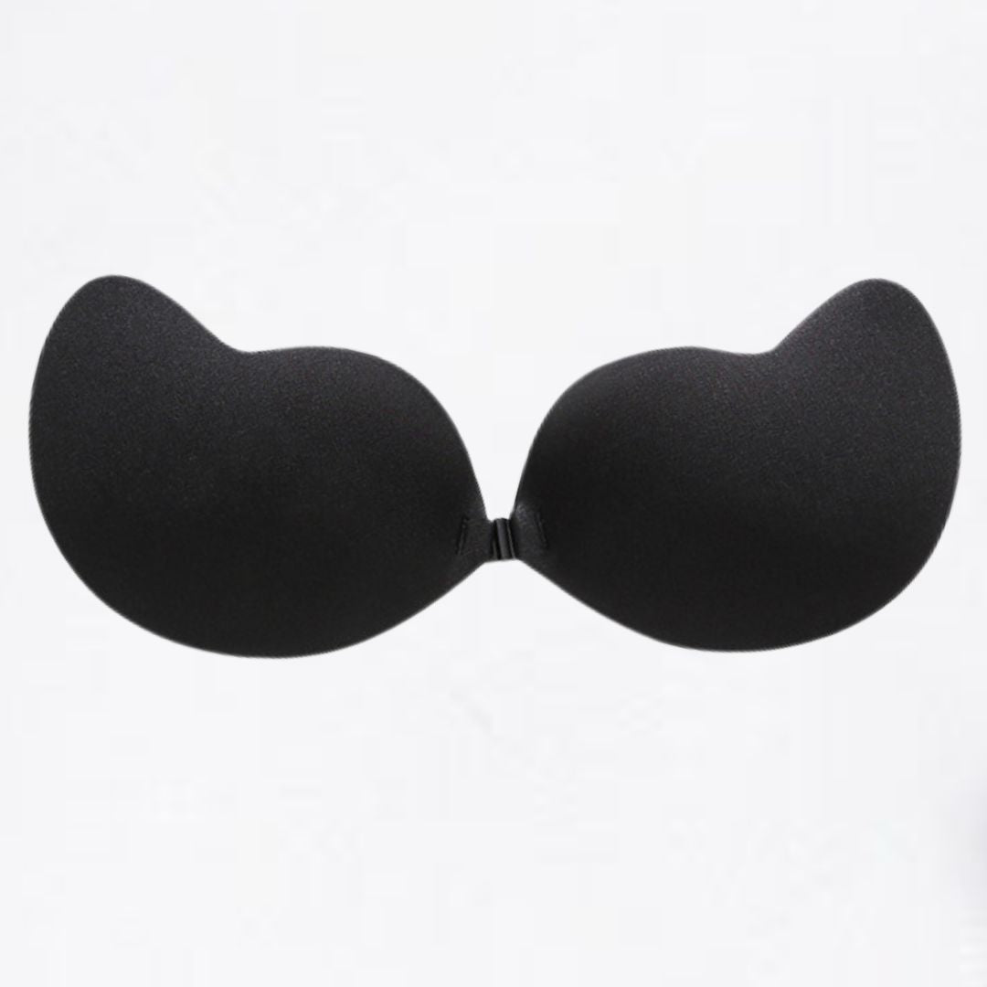Self-adhesive bra with silicone adhesive material