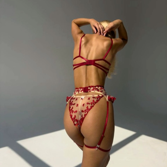 Sensual lingerie set made of sheer material