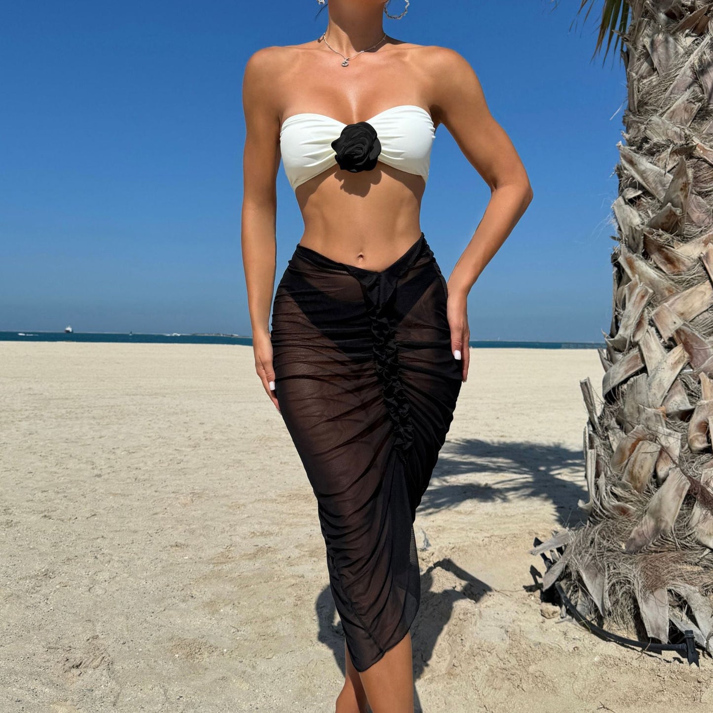 Two-piece swimsuit with a skirt