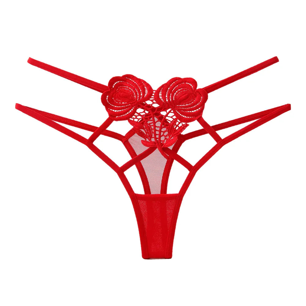 String with decorative roses on the front