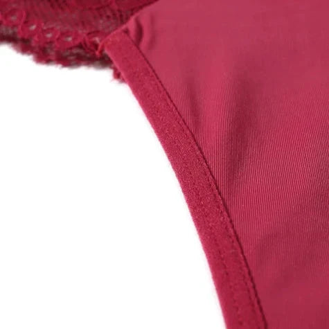 Satin thong with lace inserts