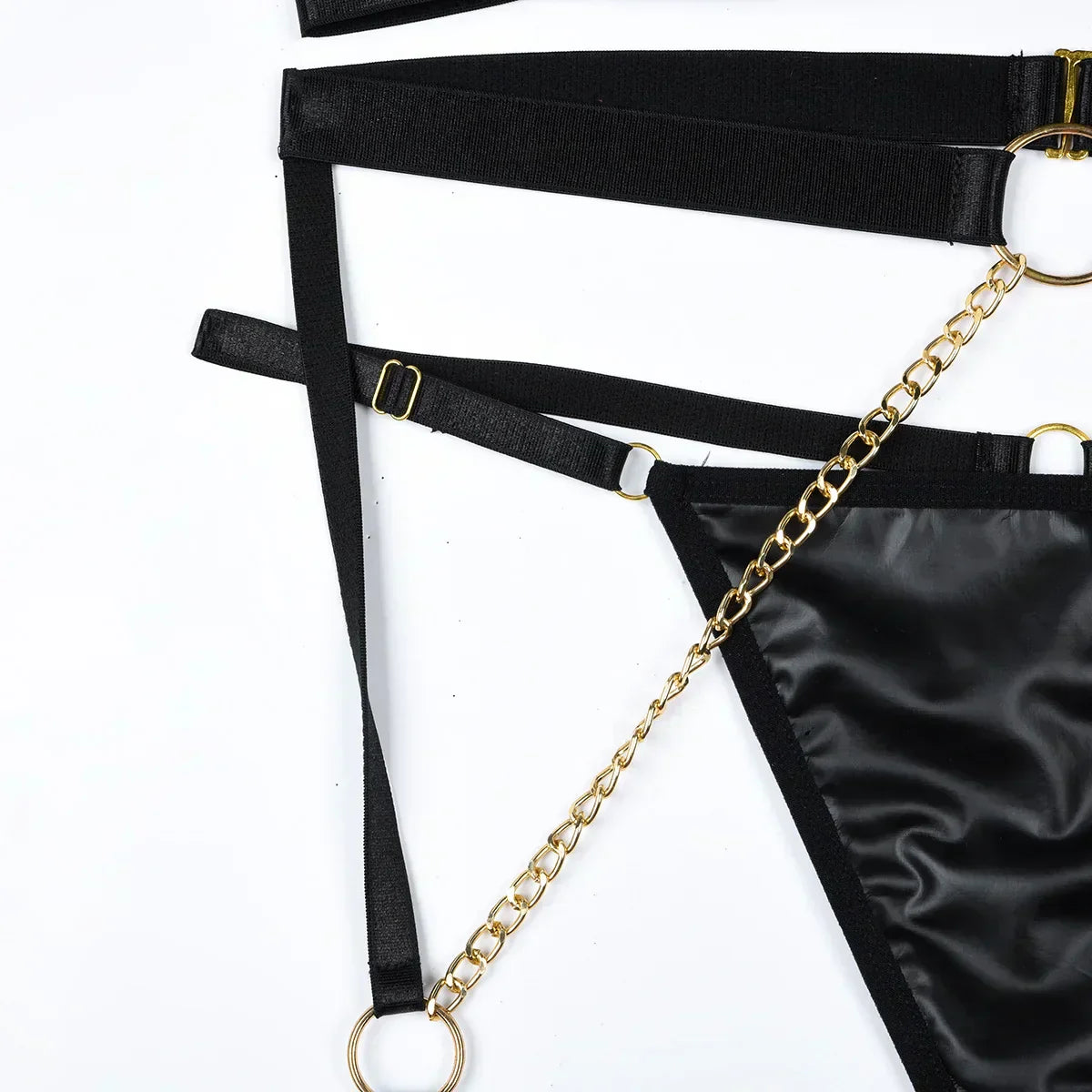 Leather lingerie set with adjustable elements