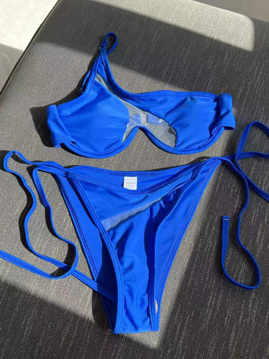 Two-piece swimsuit with cut-outs