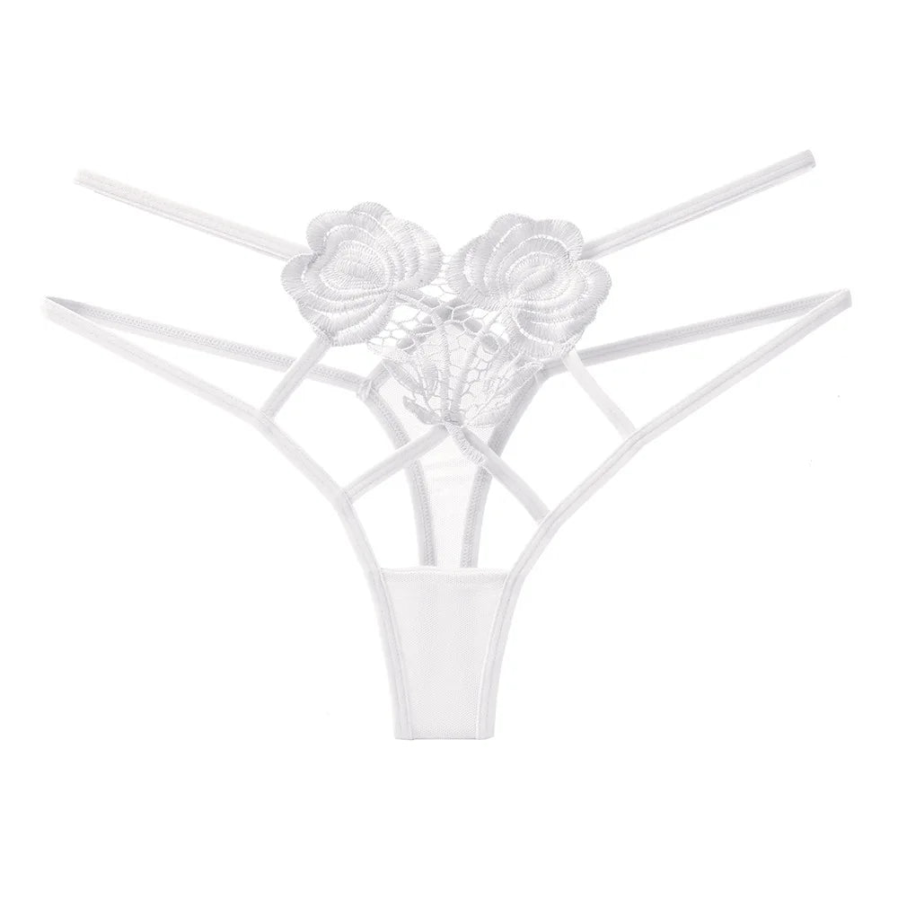 String with decorative roses on the front