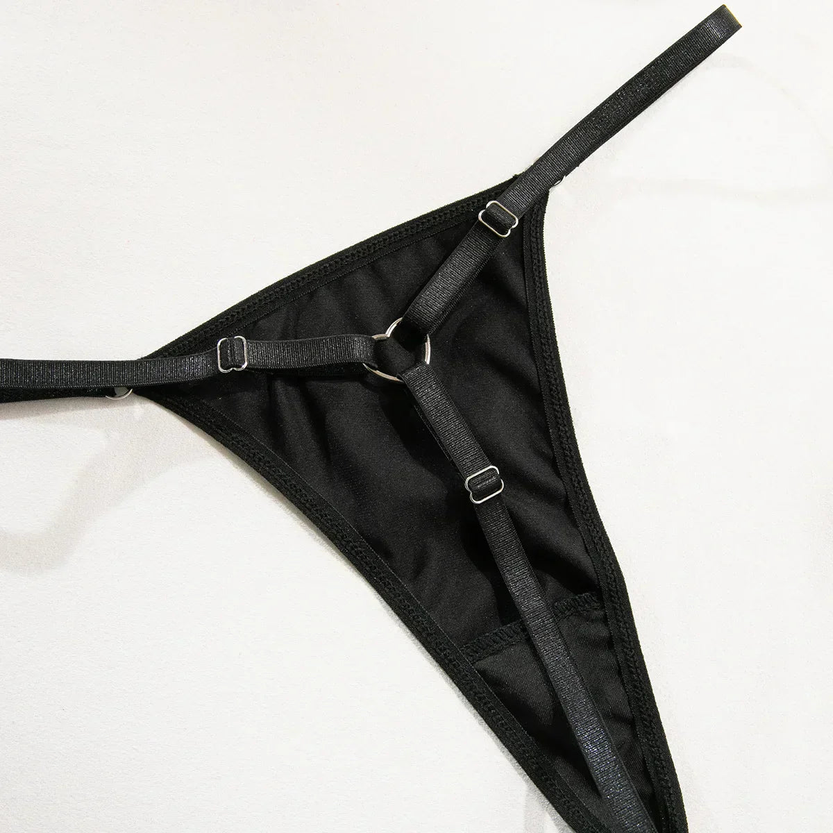 Satin lingerie set with lace inserts