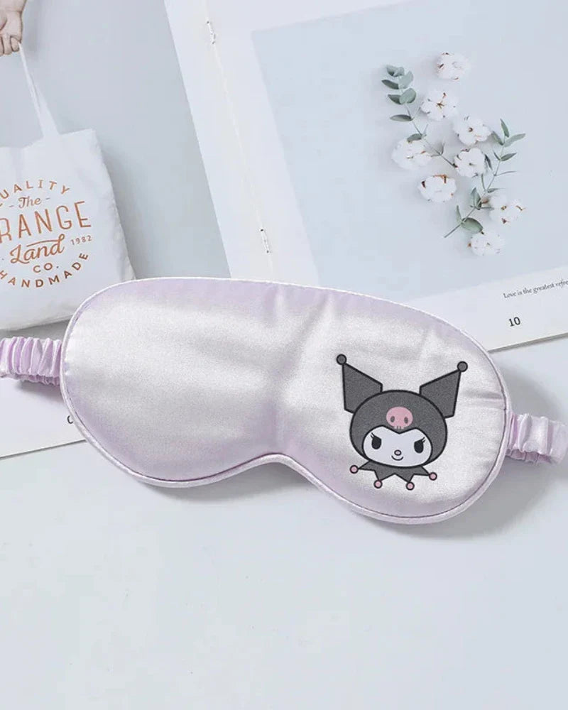 Satin Eye Mask for Sleeping with Plush Toy