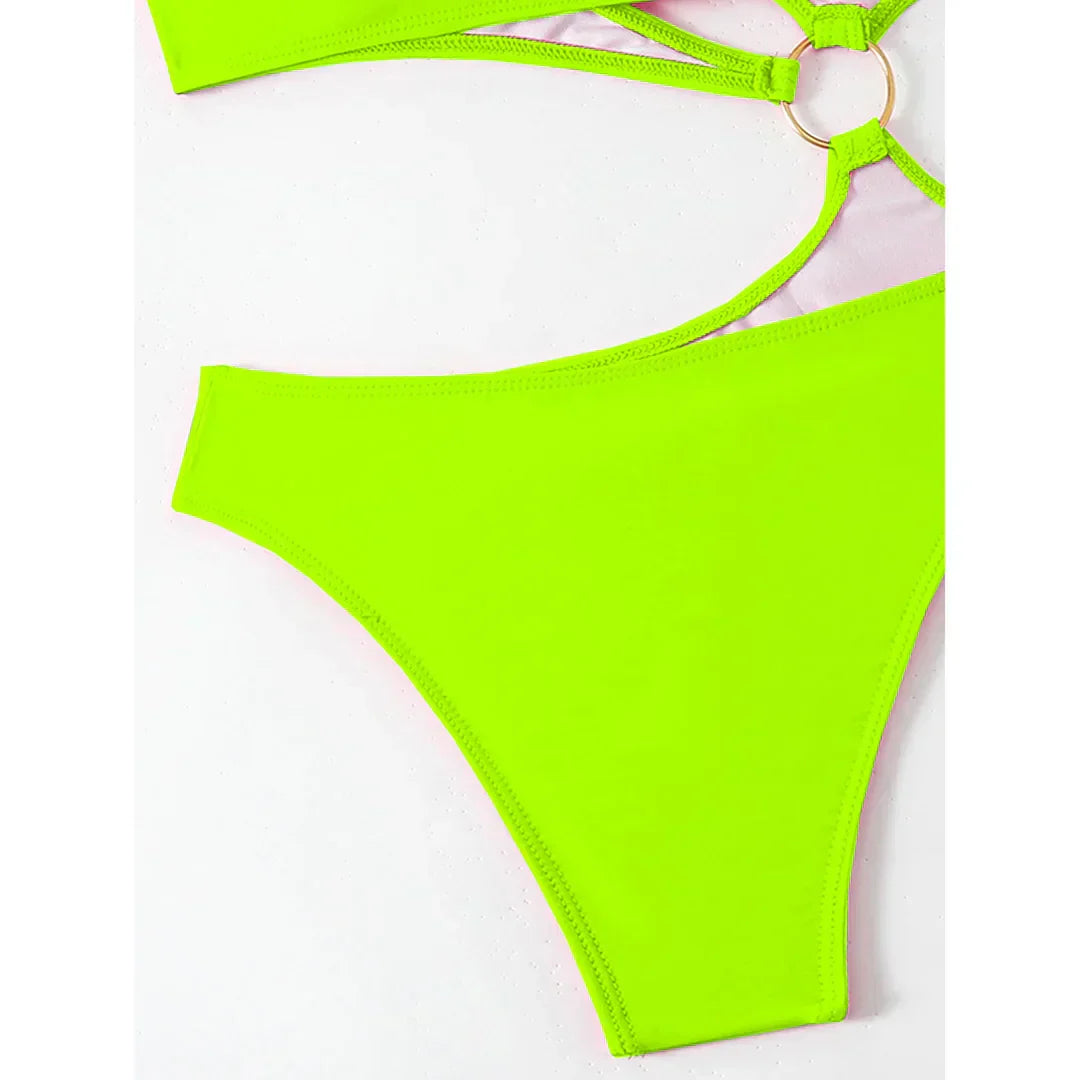 Monokini with decorative gold rings