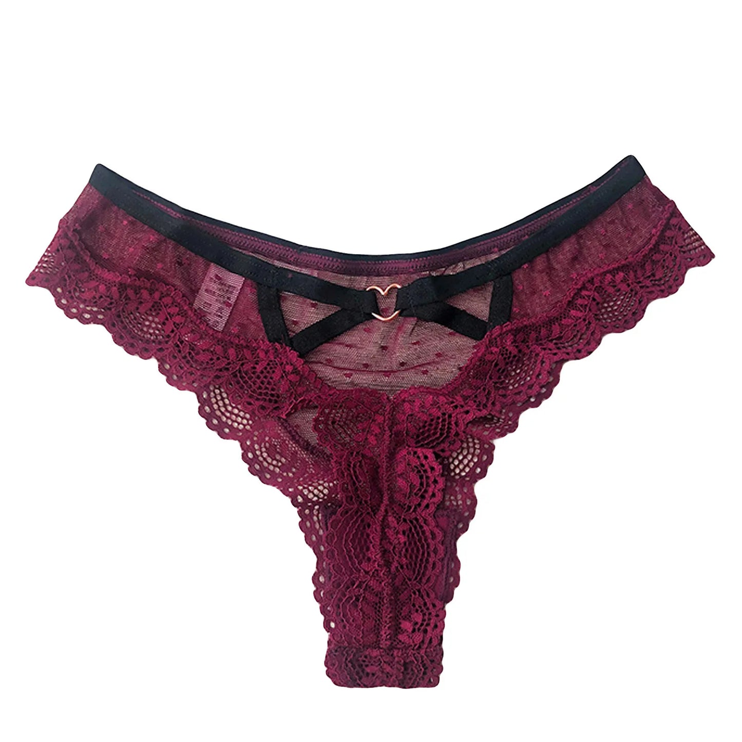Lace-trimmed mesh panties