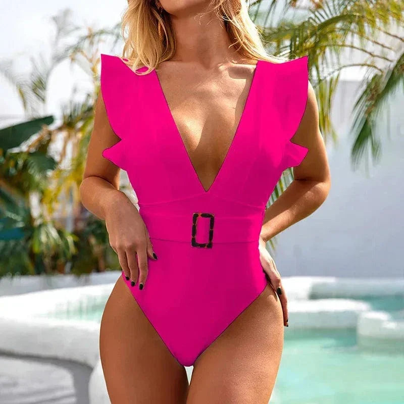 Monokini with a deep neckline
