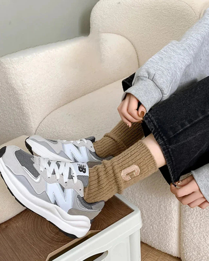 Long warm socks with embroidery