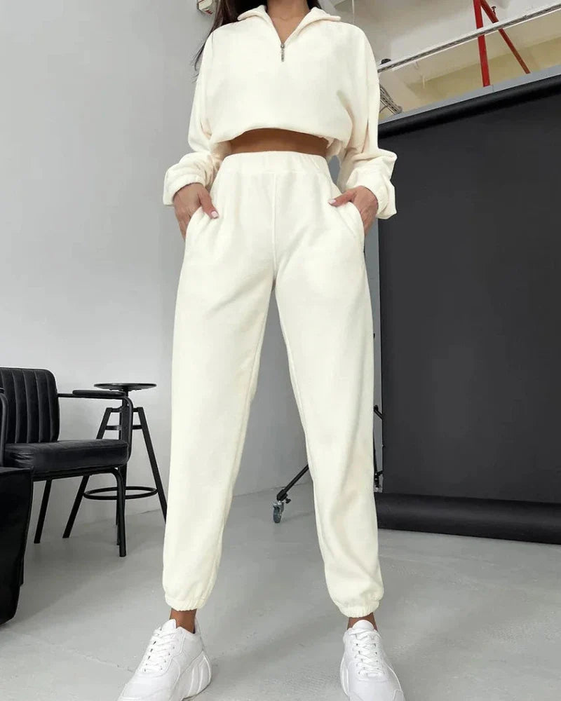 Fleece Tracksuit Set with Zip Closure