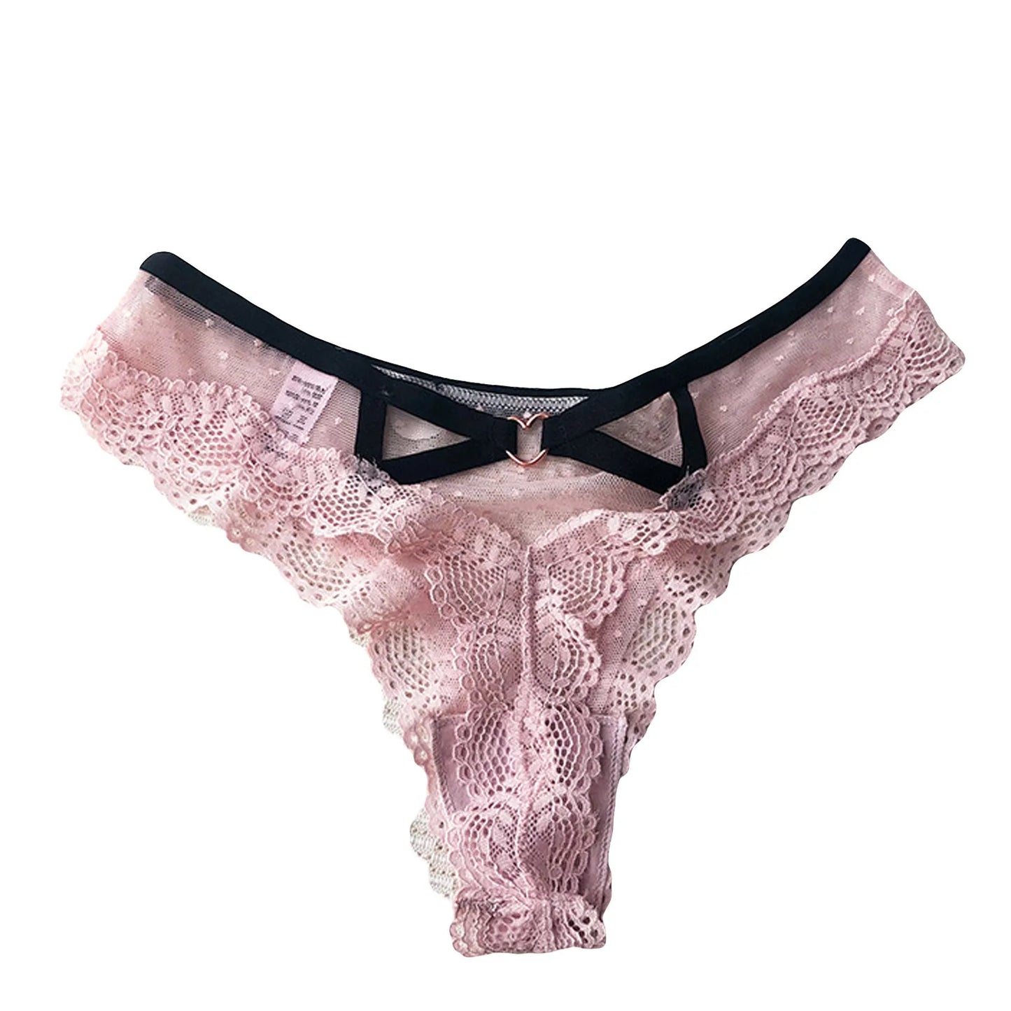 Lace-trimmed mesh panties