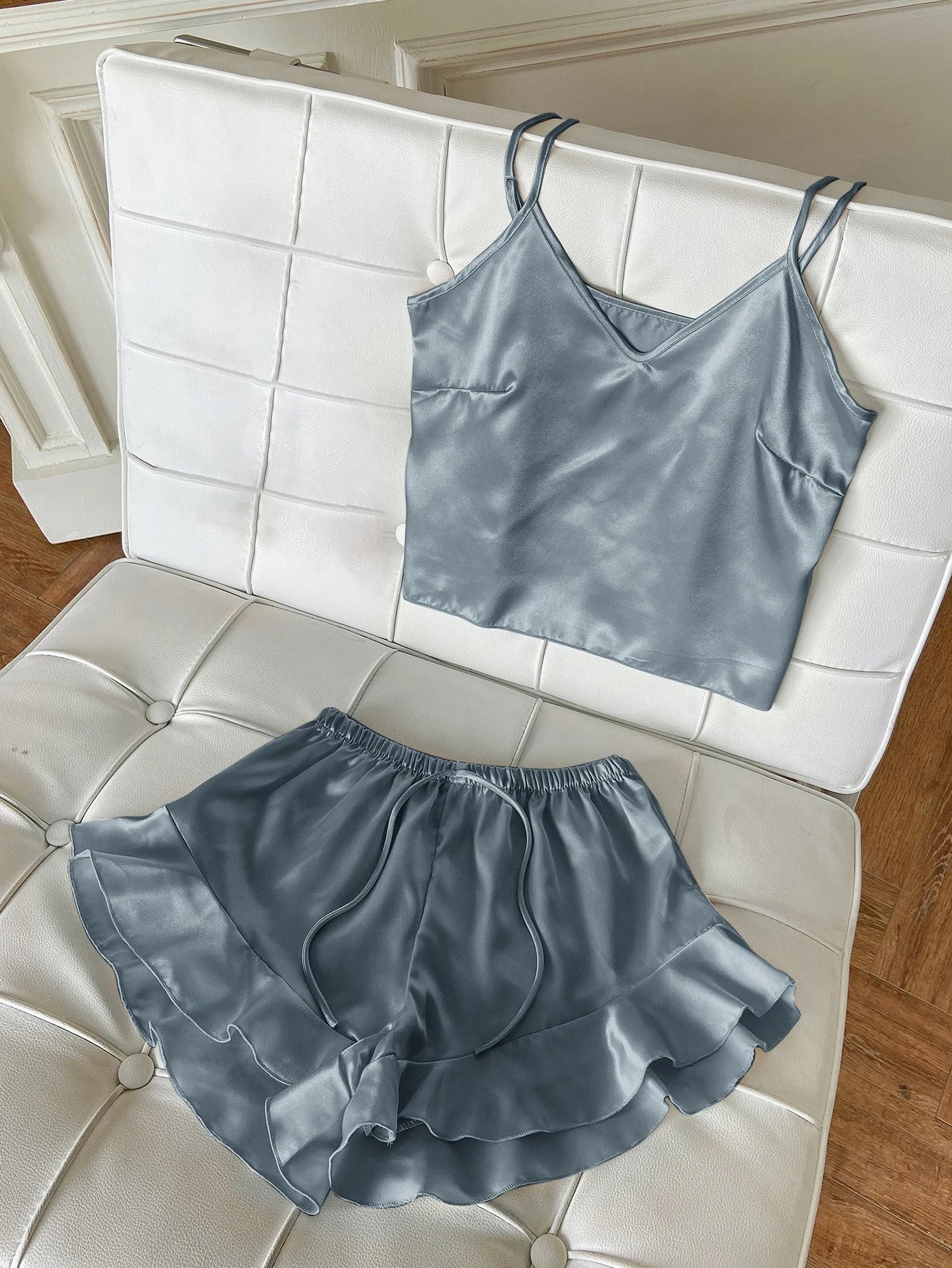 Pyjama set with satin top and shorts