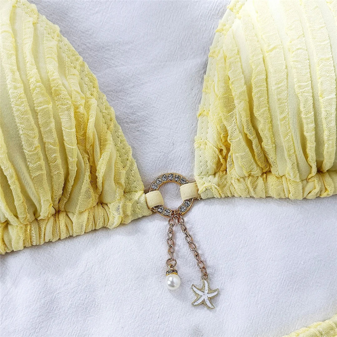 Two-piece swimsuit with adjustable ties