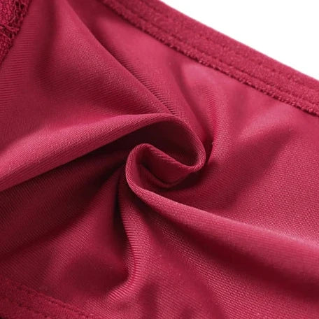 Satin thong with lace inserts