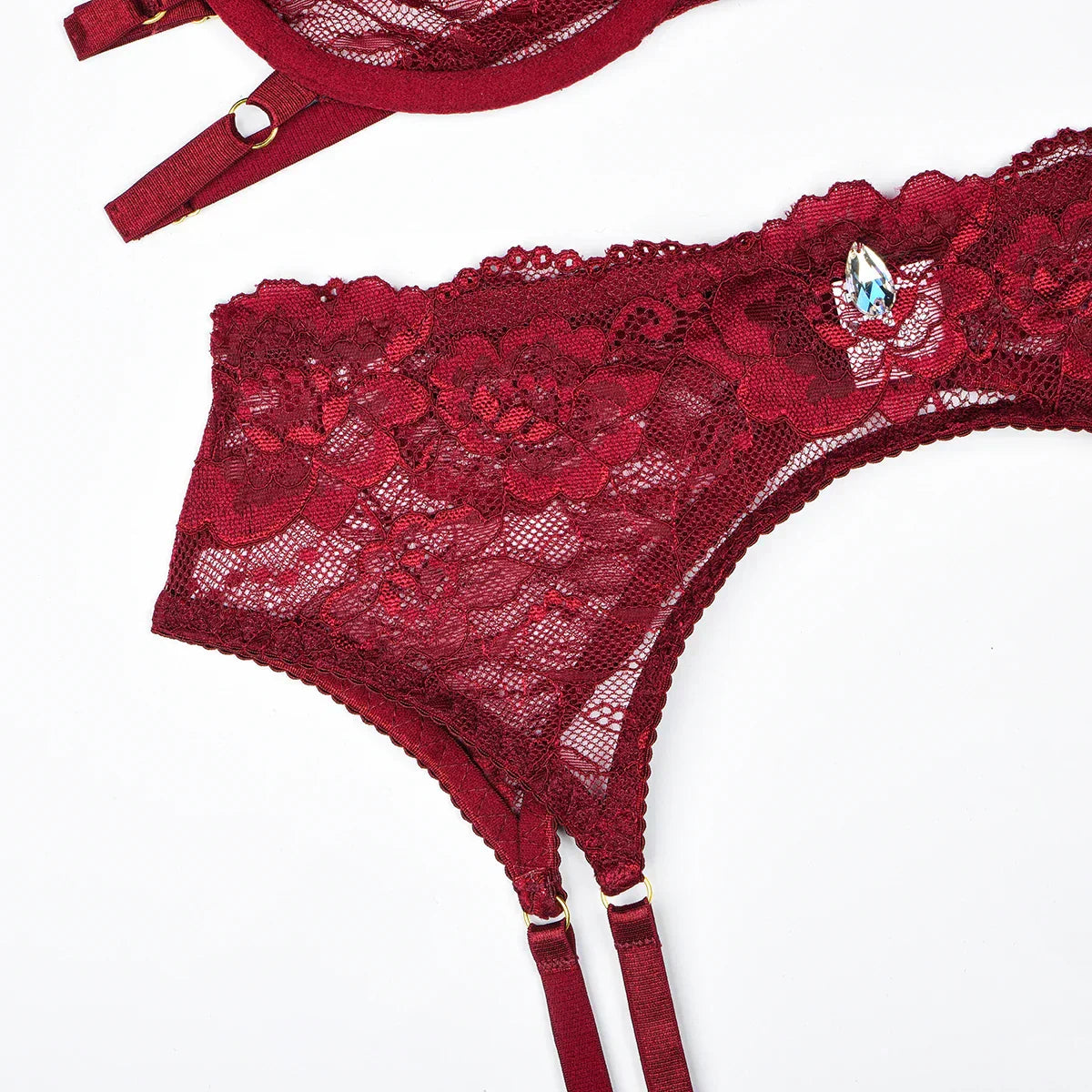Sensual lingerie set with cut-outs and decorative stones