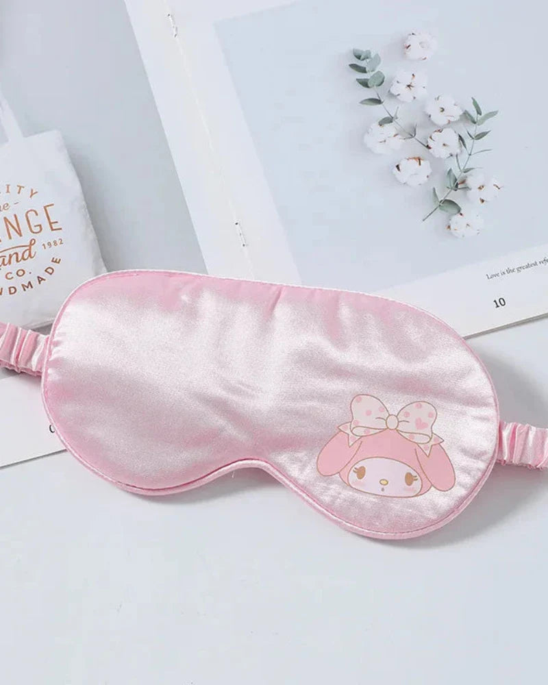 Satin Eye Mask for Sleeping with Plush Toy