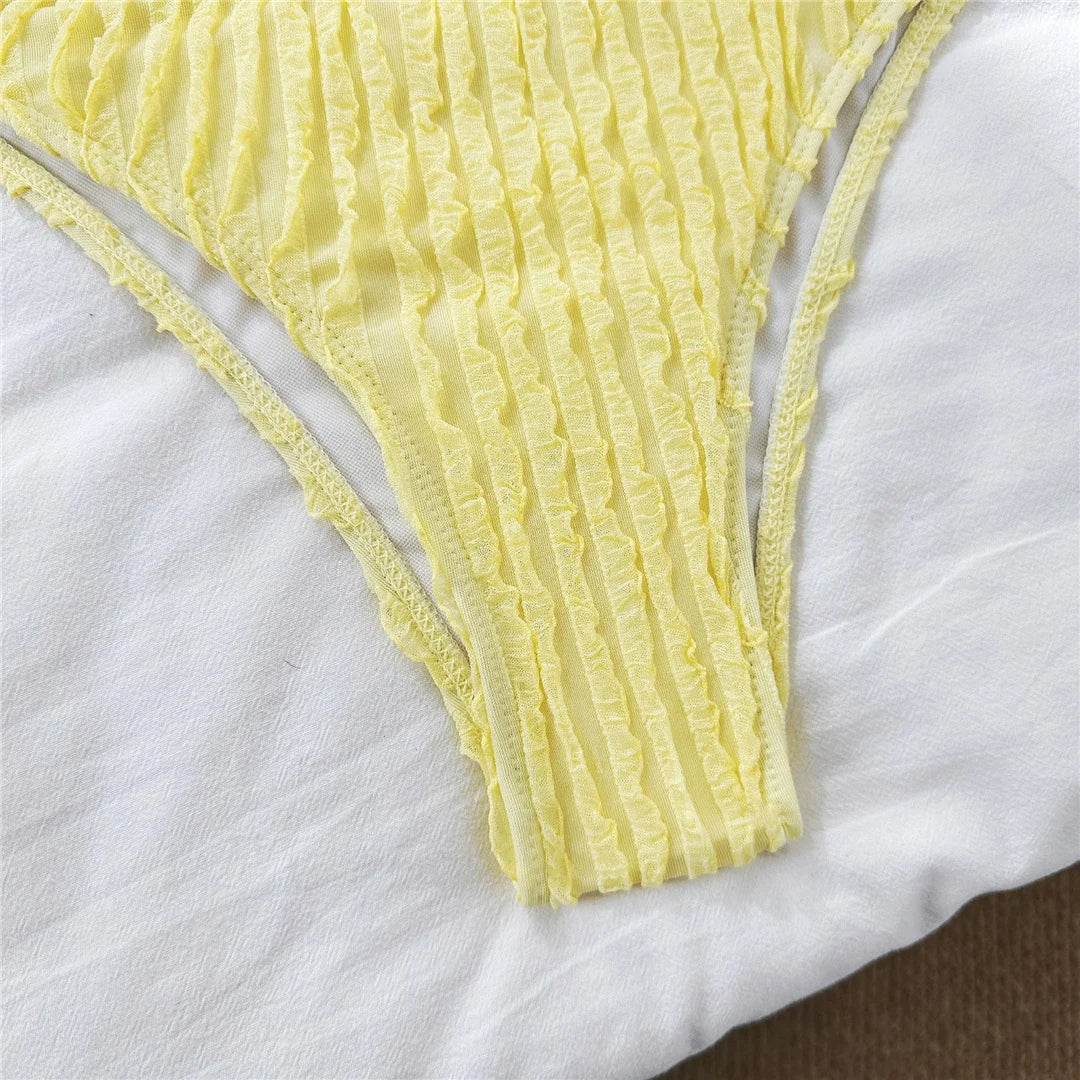 Two-piece swimsuit with adjustable ties