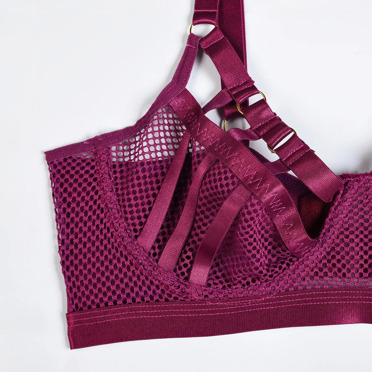 Lingerie set with mesh cut-outs