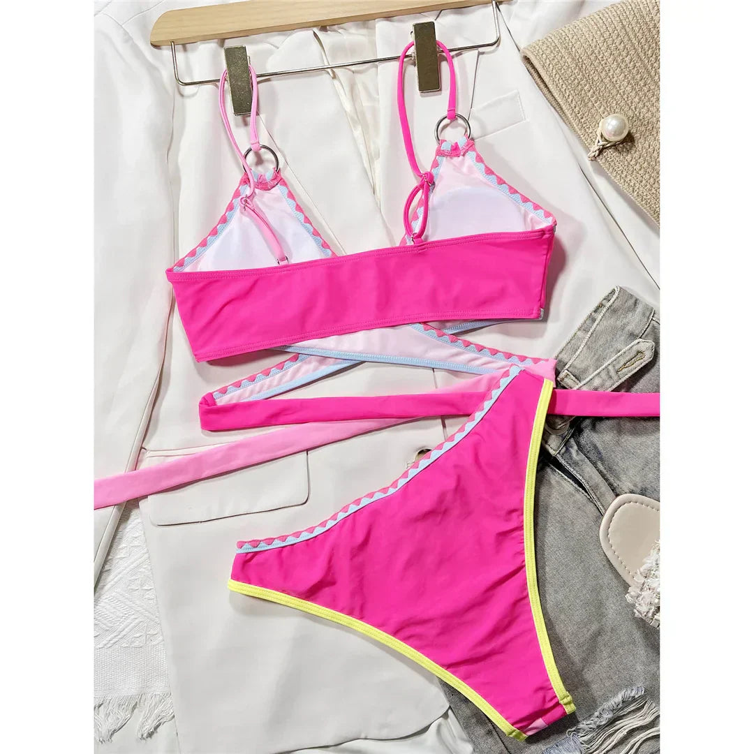 Two-piece swimsuit with adjustable straps