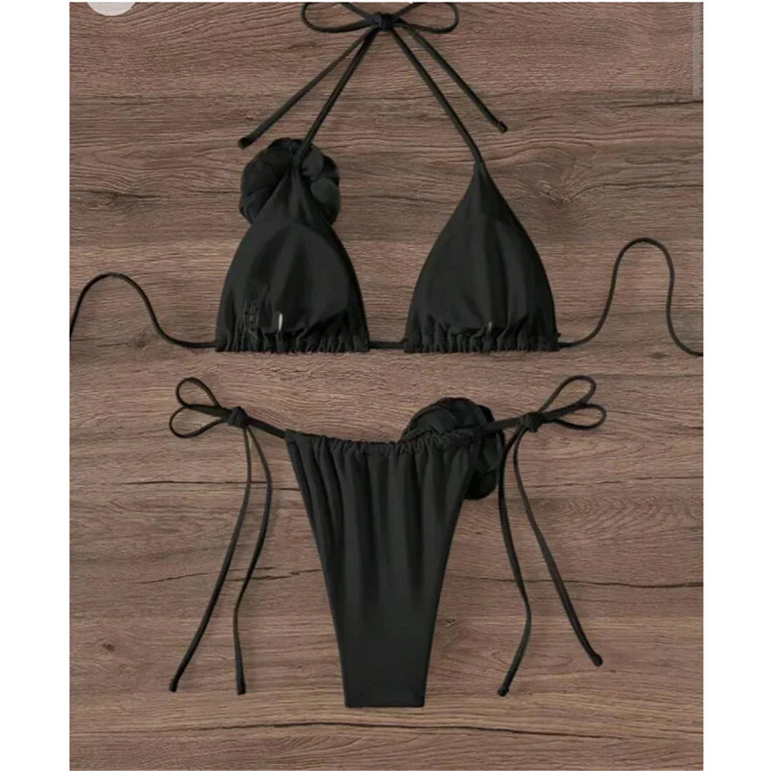 Two-piece swimsuit with a tie-up bikini