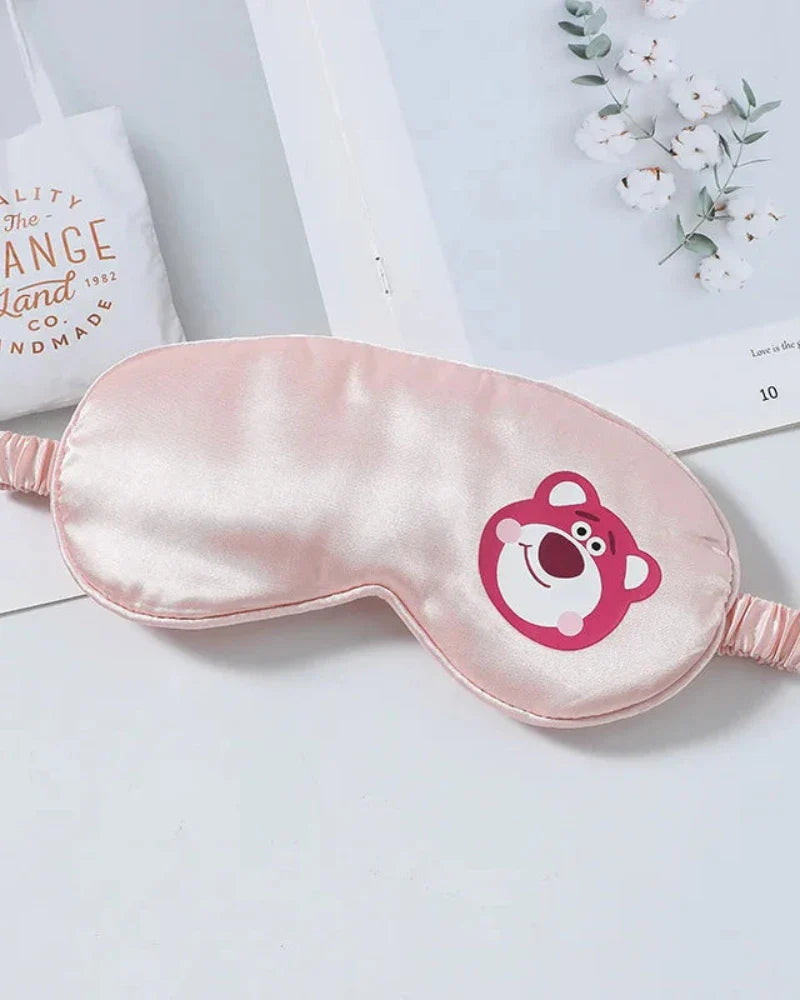 Satin Eye Mask for Sleeping with Plush Toy