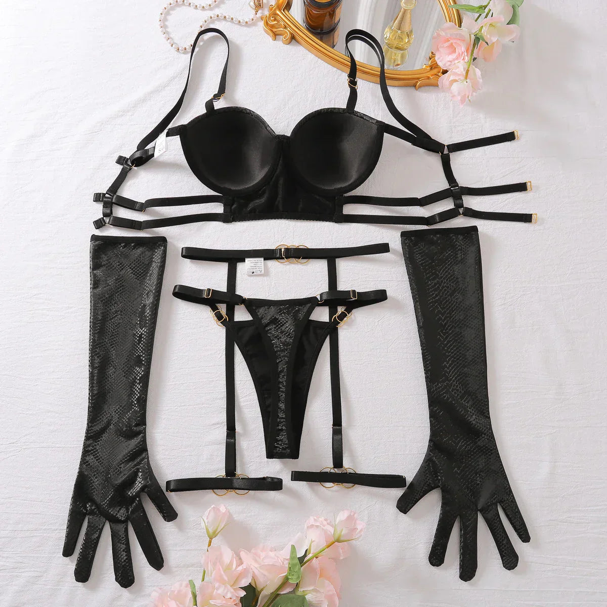 Lingerie set with gloves