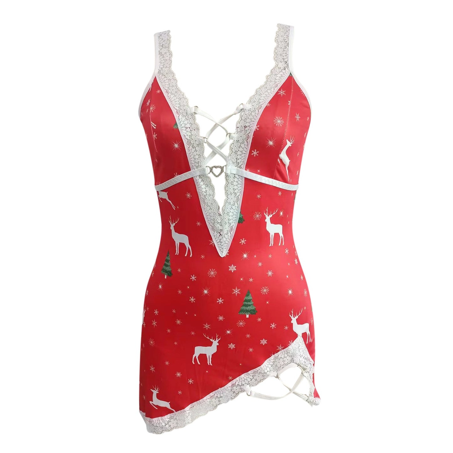 Christmas nightgown with lace and ties