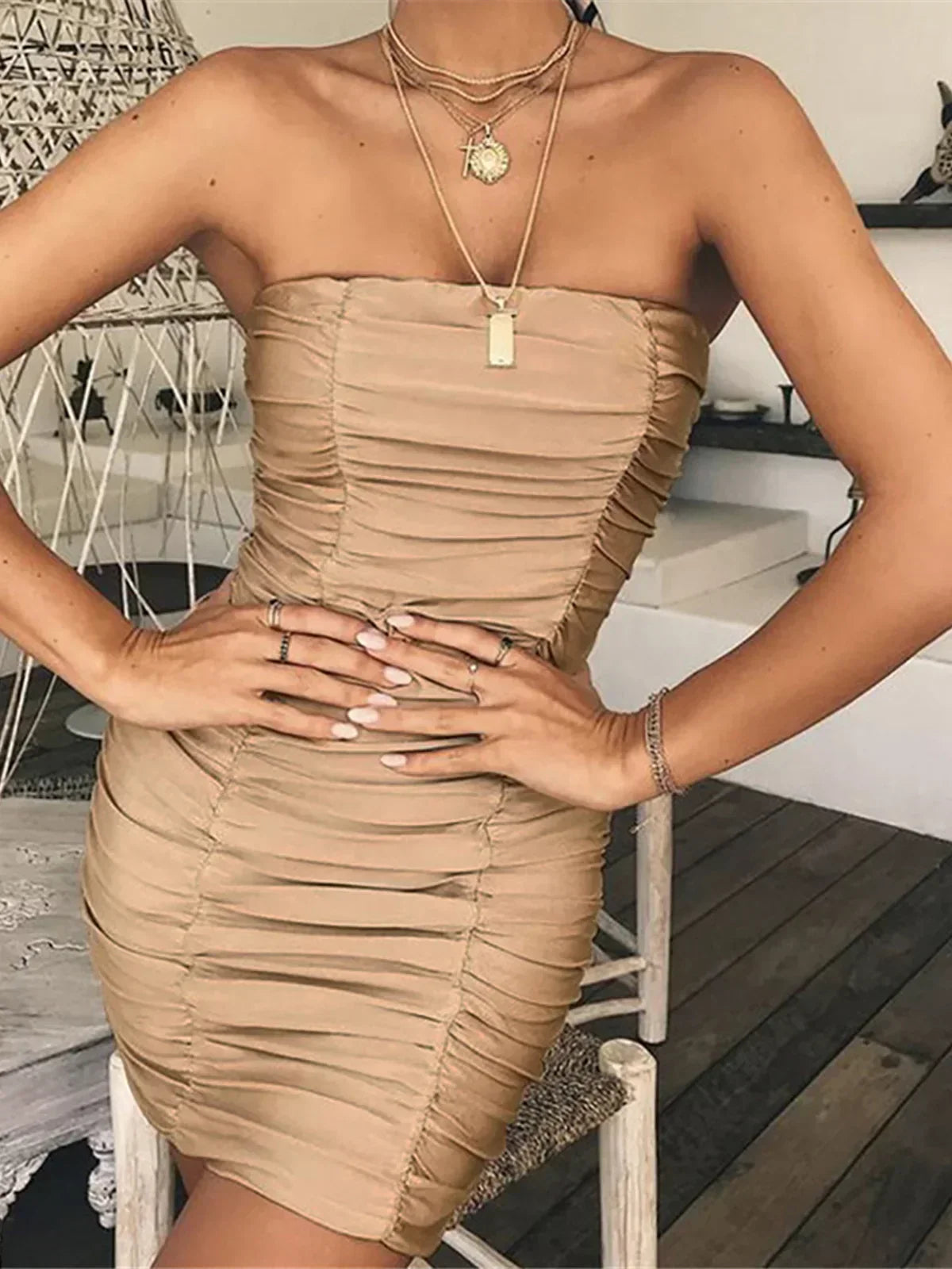 Beach dress with decorative gathering