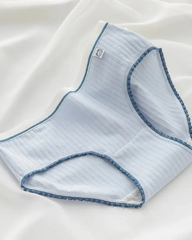 Ribbed briefs with decorative frill