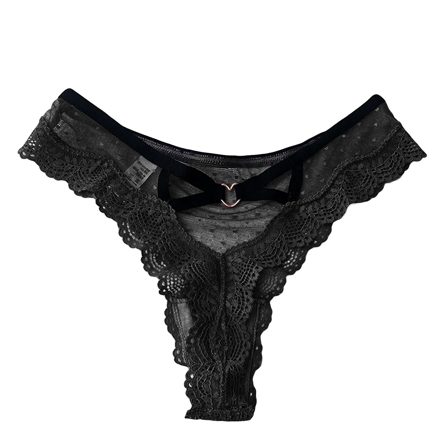 Lace-trimmed mesh panties
