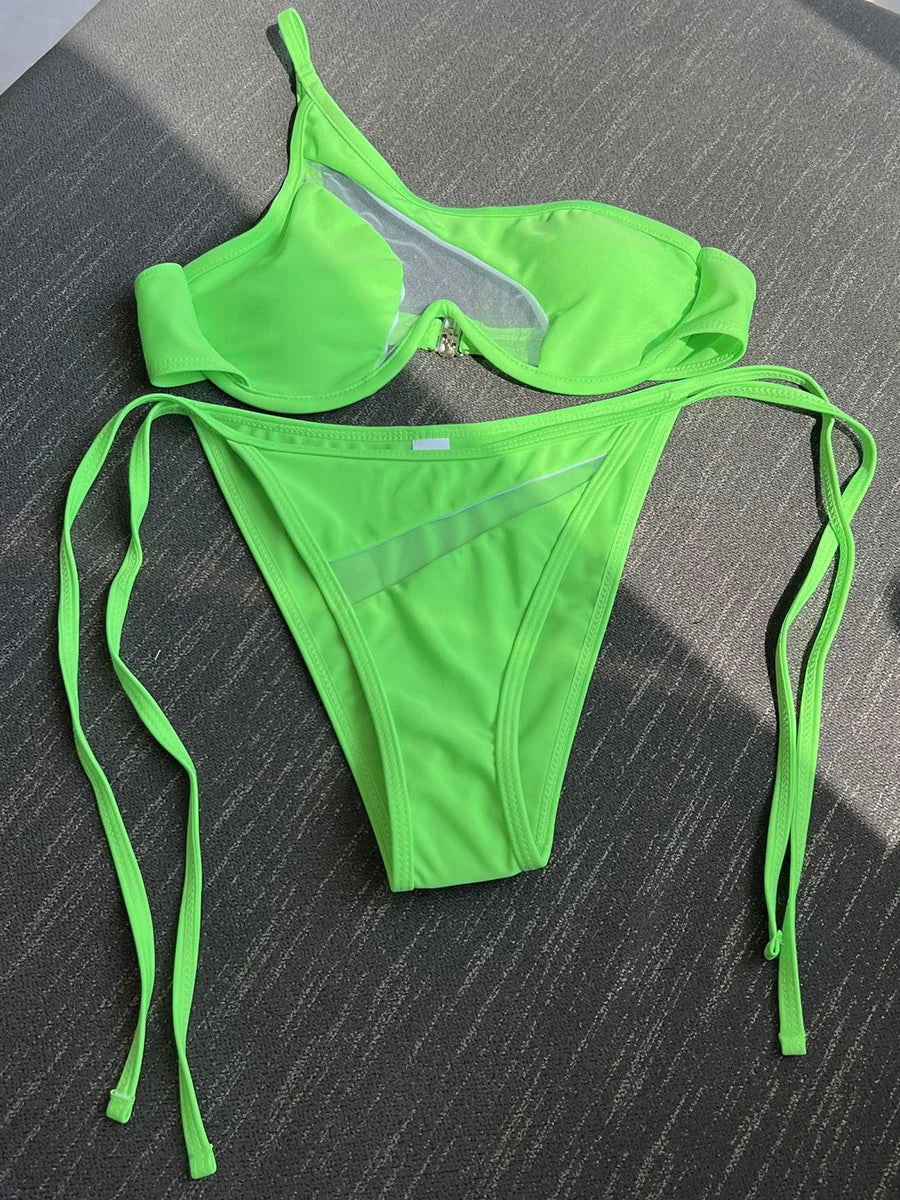 Two-piece swimsuit with cut-outs