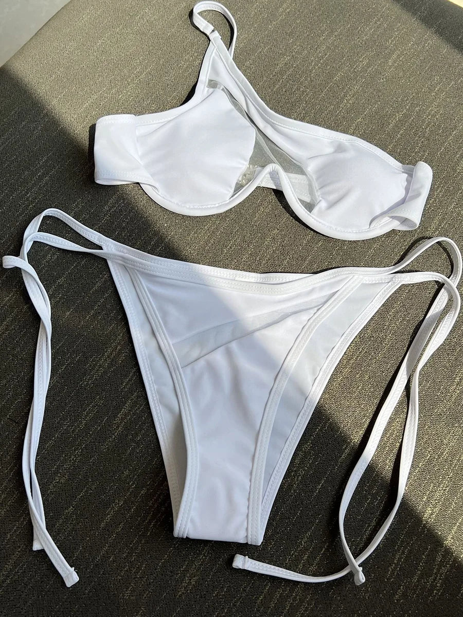 Two-piece swimsuit with cut-outs