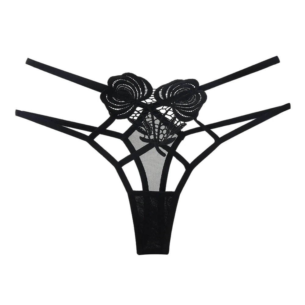String with decorative roses on the front
