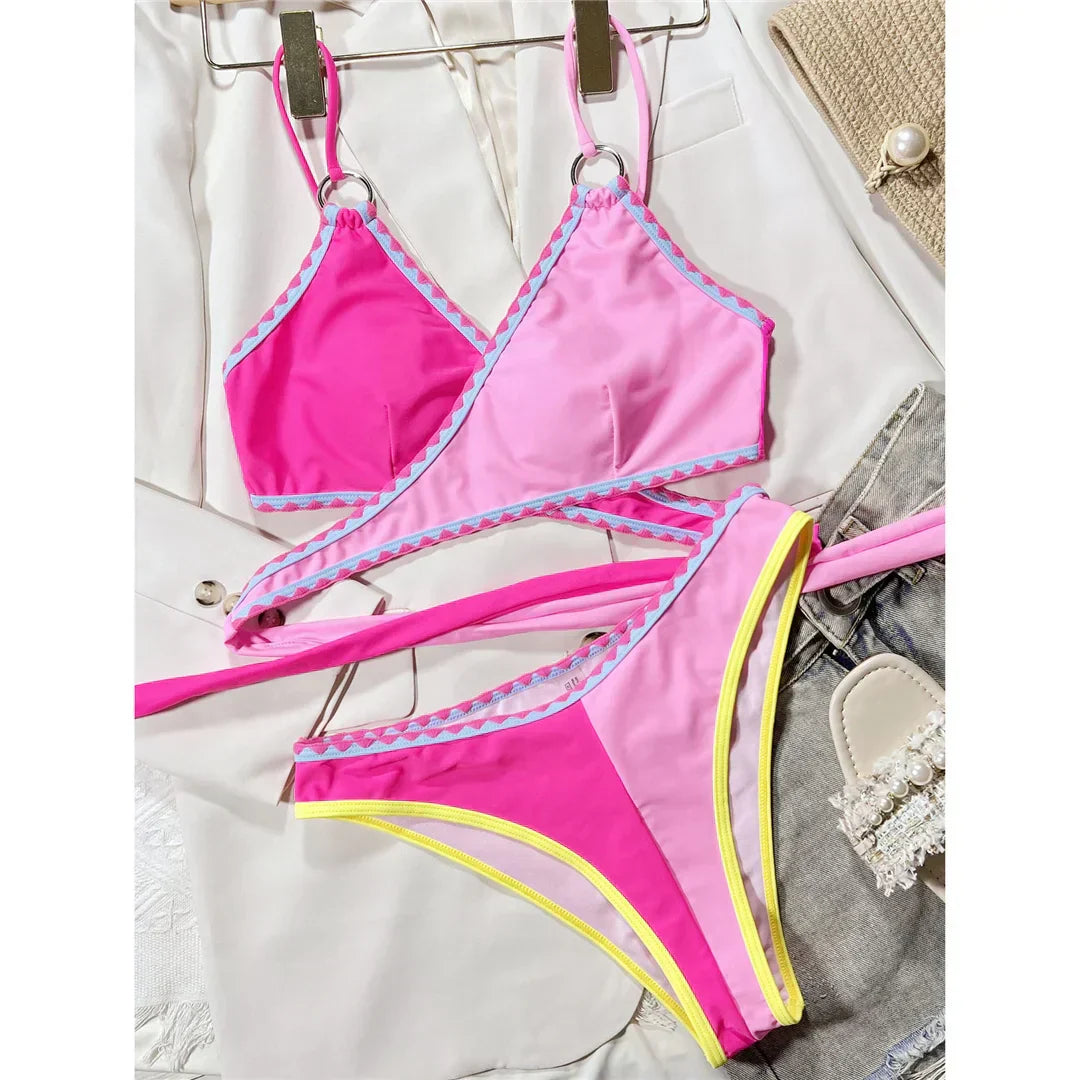 Two-piece swimsuit with adjustable straps