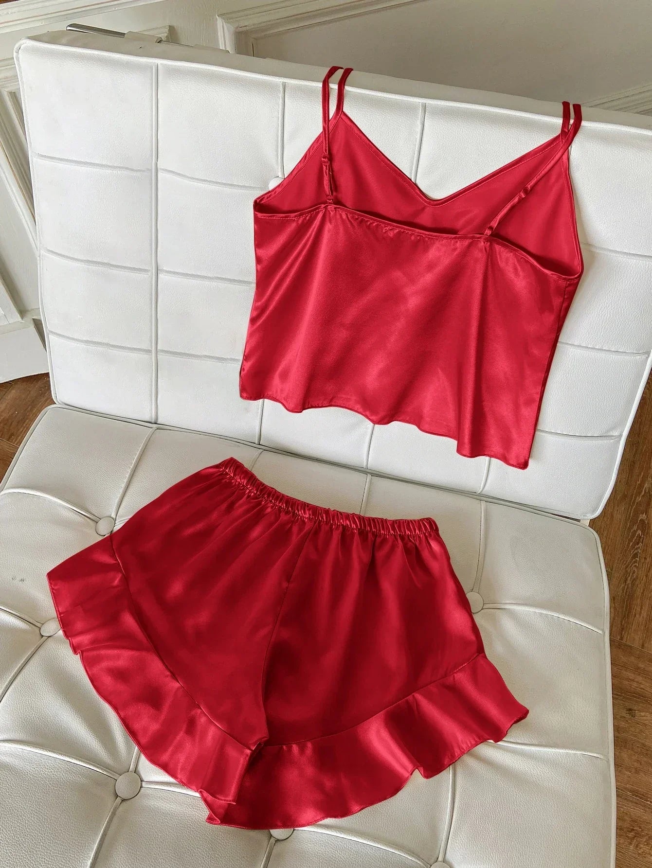 Pyjama set with satin top and shorts