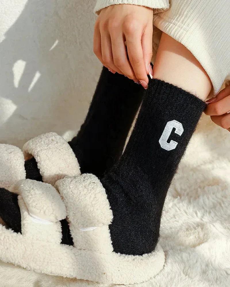 Long warm socks with embroidery