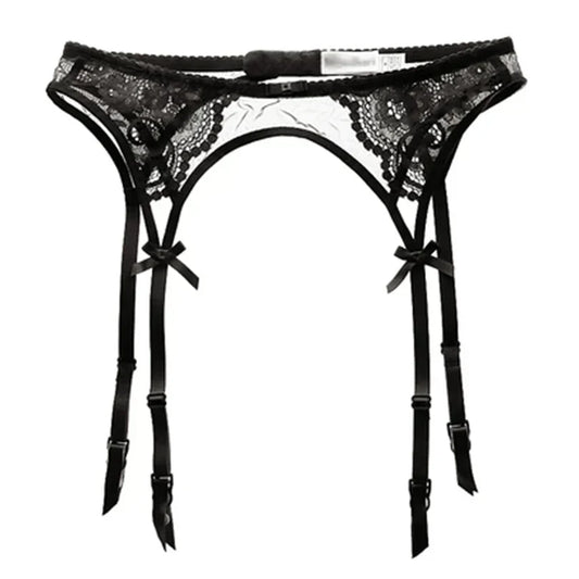 Suspender belt with decorative lace