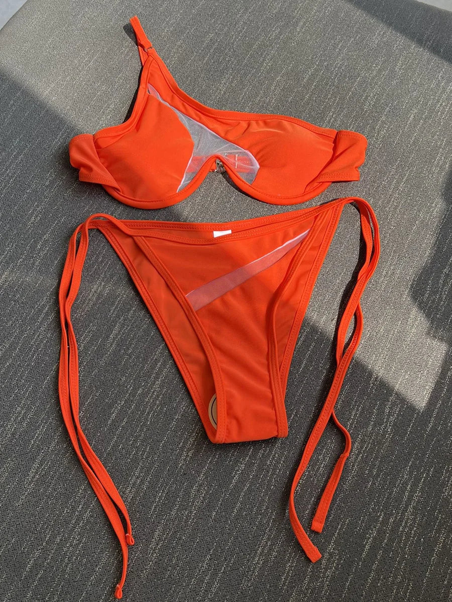 Two-piece swimsuit with cut-outs