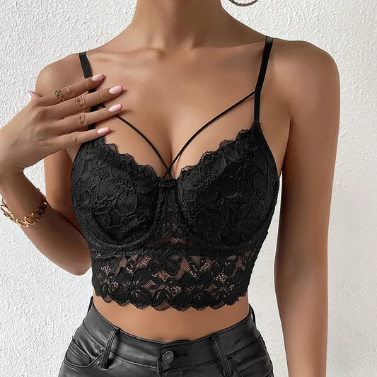 Lace bra with adjustable straps