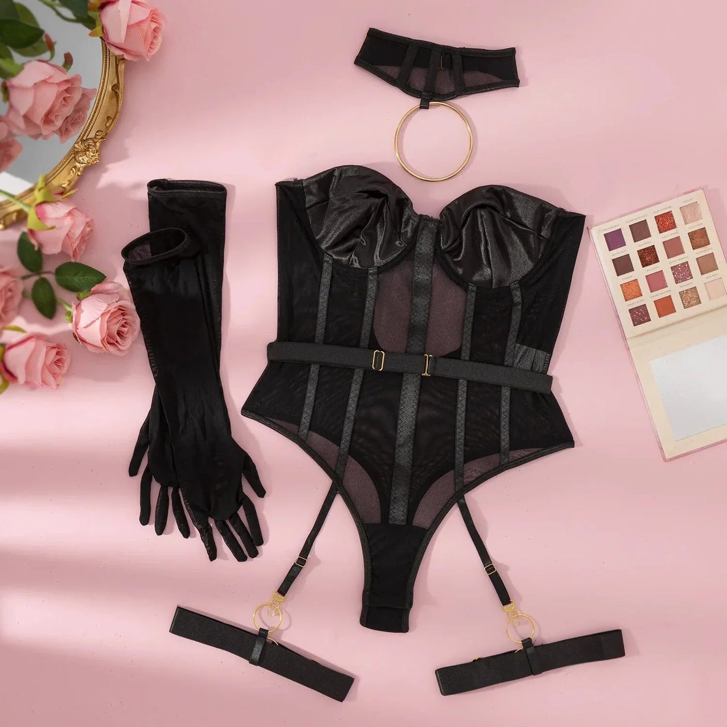 Strapless bodysuit with gloves