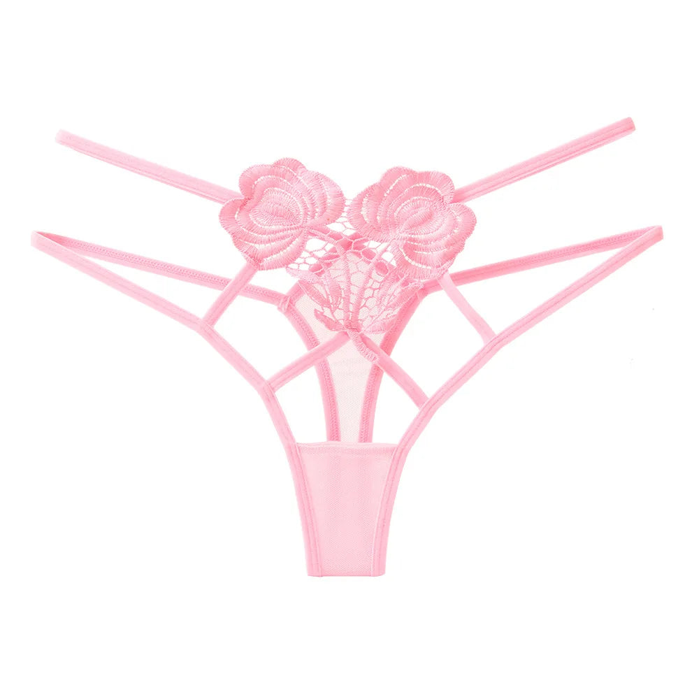 String with decorative roses on the front