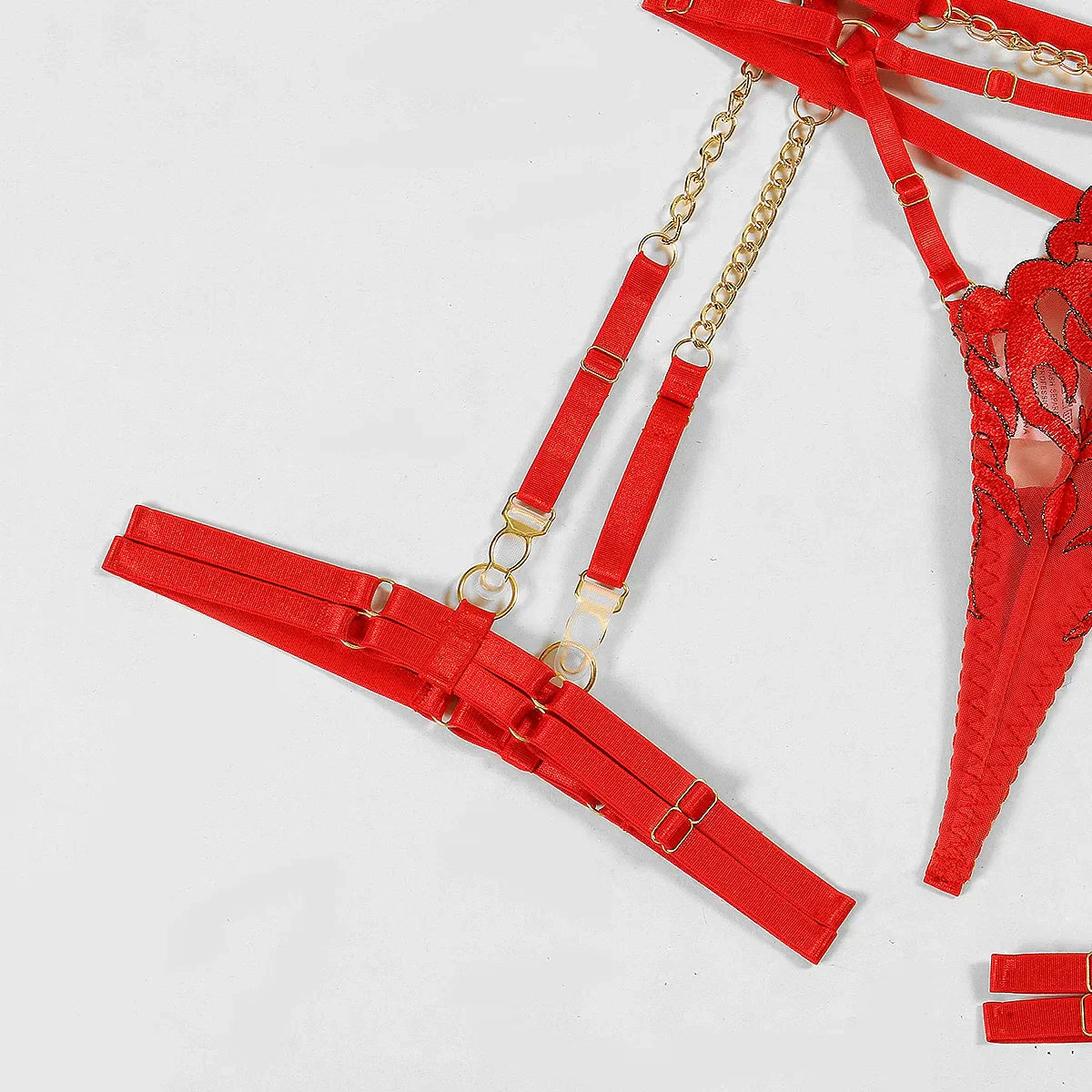 Complete lingerie set with a flame motif