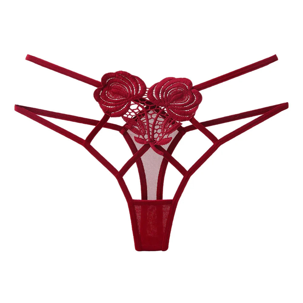 String with decorative roses on the front